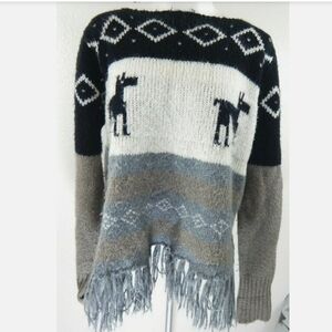 Zara Knit Cowichan Knit Fringe Sweater